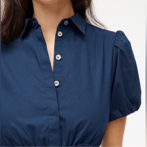 NEW J. CREW Factory Collared short-sleeve‎ tie-waist mini dress Navy Blue Size 6 - Picture 6 of 7